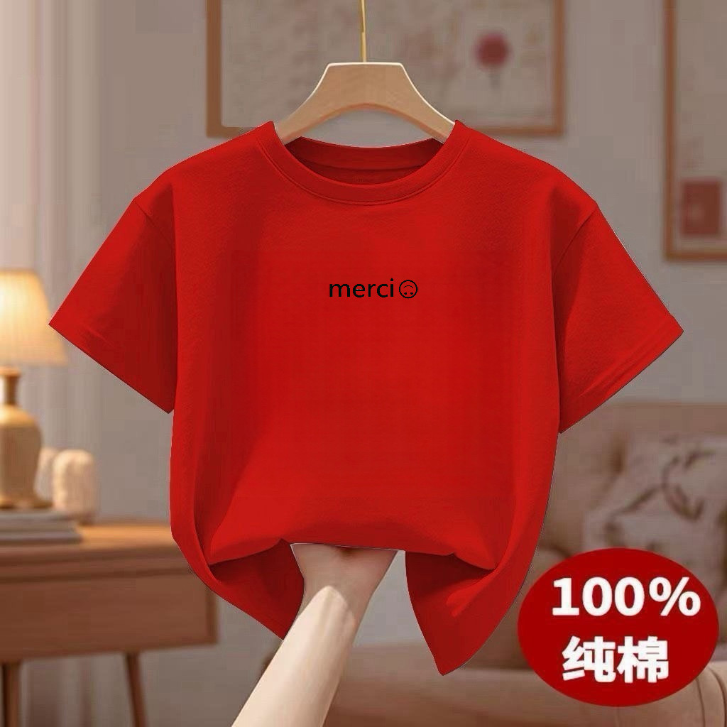 纯棉女童短袖体恤夏季新款儿童中大童洋气小众半袖上衣打底衫