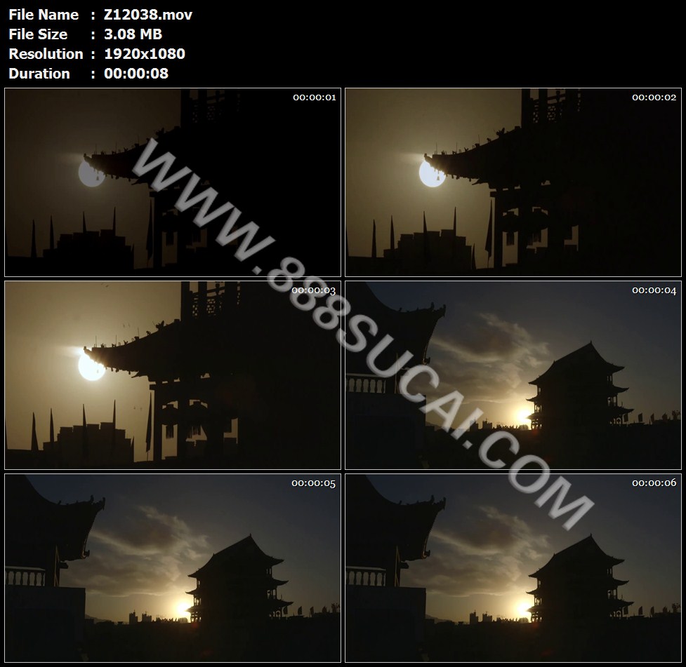 中国古代西域城池古建筑古楼剪影高清实拍视频素材