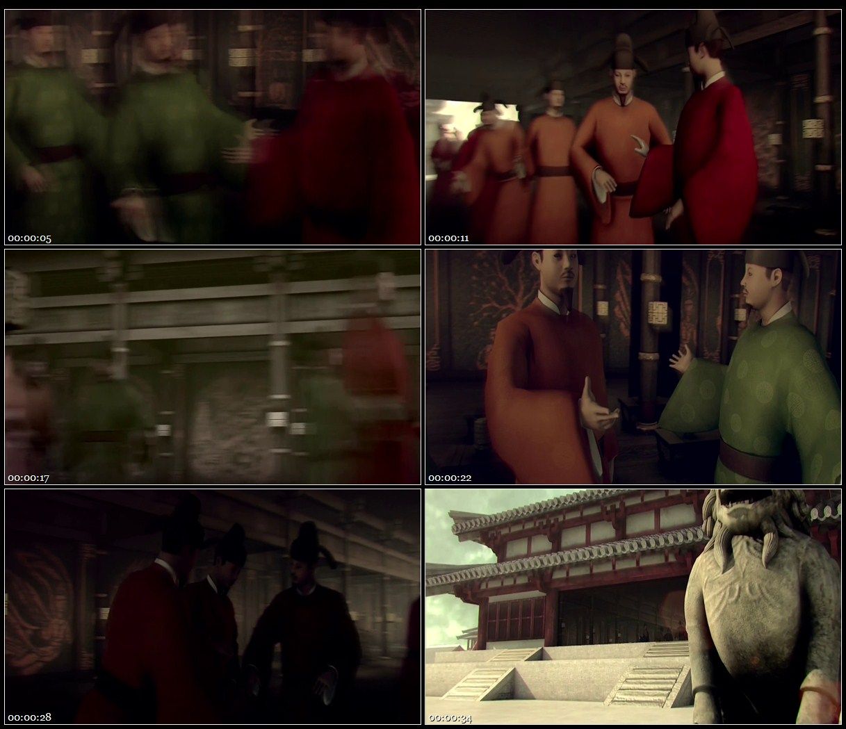 三维动画古代皇宫朝堂文武百官争吵问题石狮高清实拍视频素材