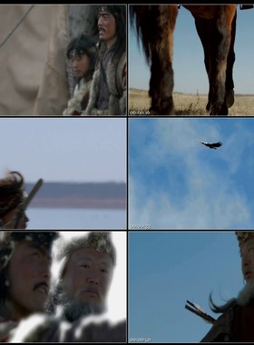 古代北方草原荒草游牧民族骑马骑兵打猎弓箭射箭高清实拍视频素材