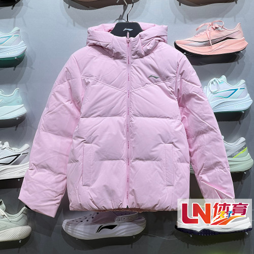 李宁2026冬季新品女大童85%鸭绒保暖百搭连帽短羽绒服外套YYMW016