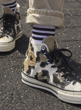 昊动 Converse匡威 迷彩拼接翻毛皮板鞋165916C 168904C 168905C