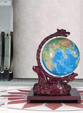 博目联合出品实木雕龙地球仪办公室会议室大厅装饰开业乔迁礼106