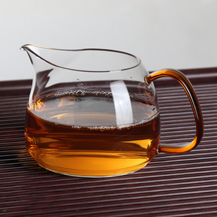 高硼硅玻璃公道杯中号加厚耐热茶海300ml分茶器扁圆形包邮