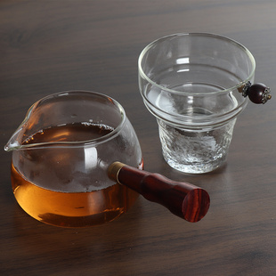 畅壹堂耐热玻璃公道杯锤纹杯侧把茶海分茶器功夫茶具茶漏茶配茶器