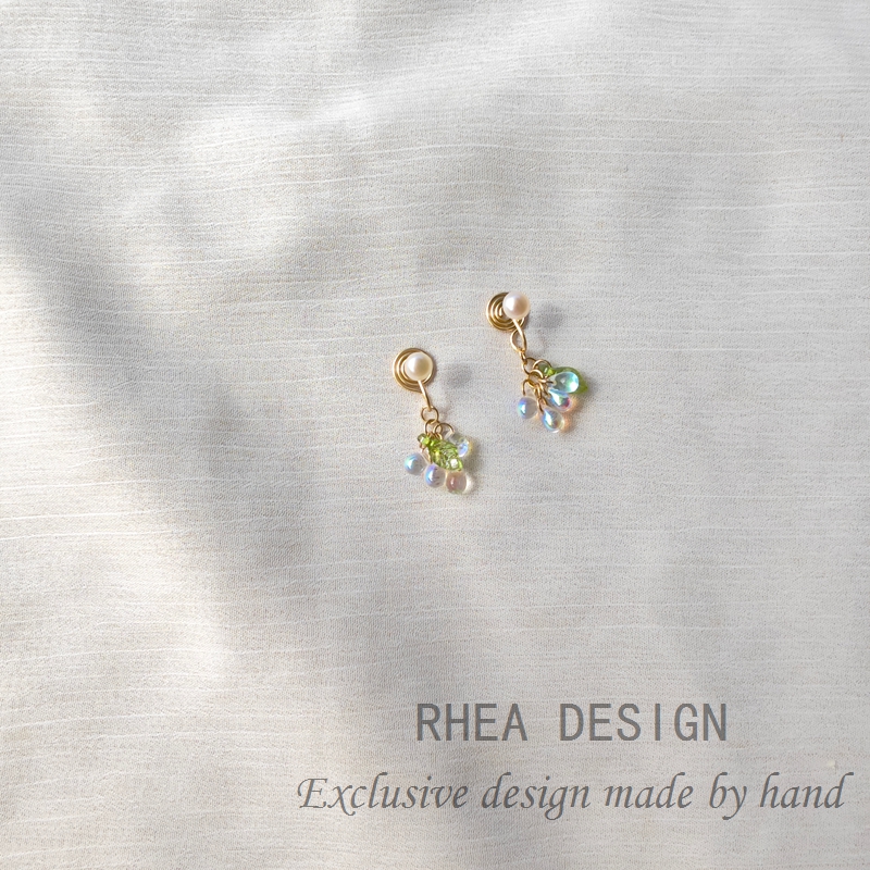 法式温柔小众设计感无耳洞耳夹蚊香盘女时光斑驳琉璃吊坠耳钉耳饰