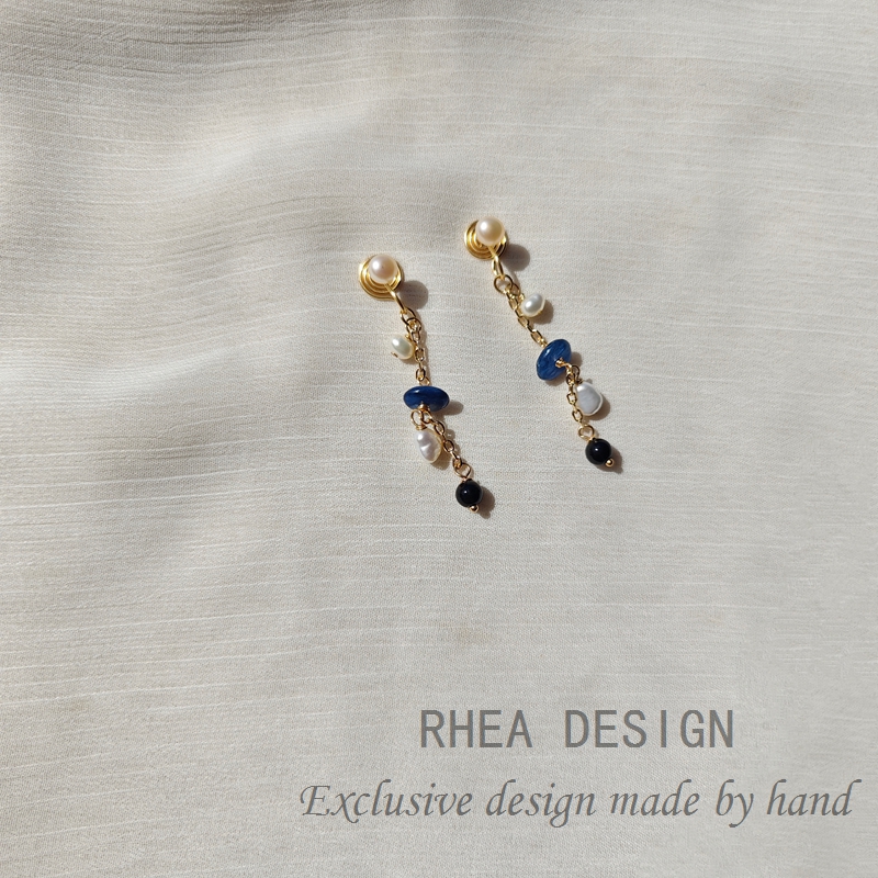 国风原创新中式耳坠复古文艺长款天然石流苏玛瑙耳饰女珍珠耳夹