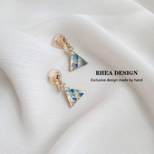 Rhea三角几何滴油耳环气质艺术高级感大气耳坠2026新款 潮茶系耳夹