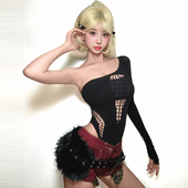 舞台装 夜店酒吧DS演出服DJ领舞chic性感bgo点舞爵士舞单肩连体衣