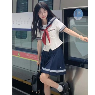 夏天日系校供水手装原创正版水手服jk制服套装白三本基础款关西襟