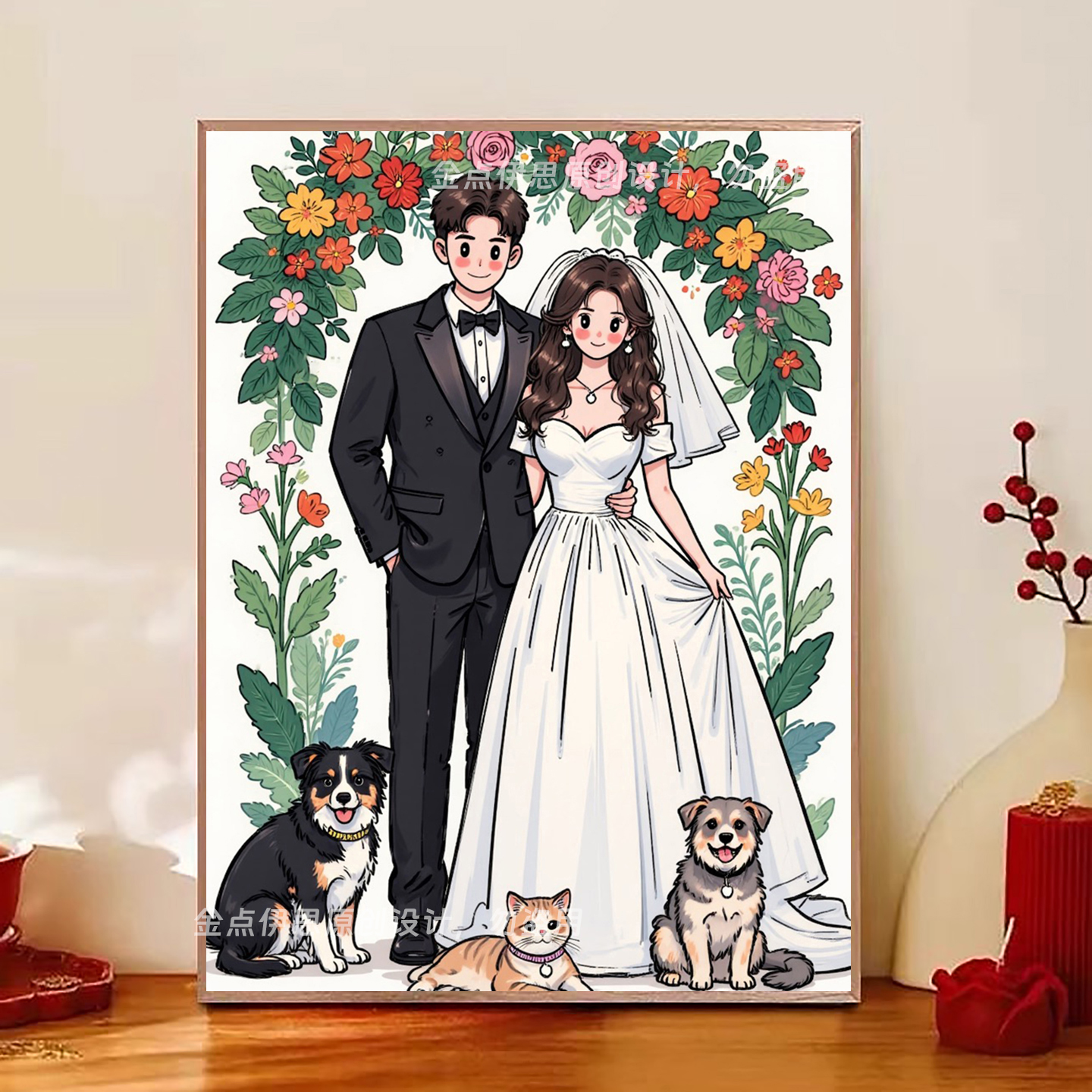新婚礼物卡通情侣钻石画结婚喜庆