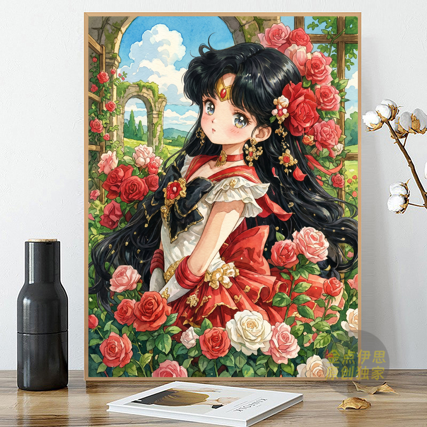 卡通动漫玫瑰花美少女钻石画2026新款手工5d点贴钻十字绣卧室满钻