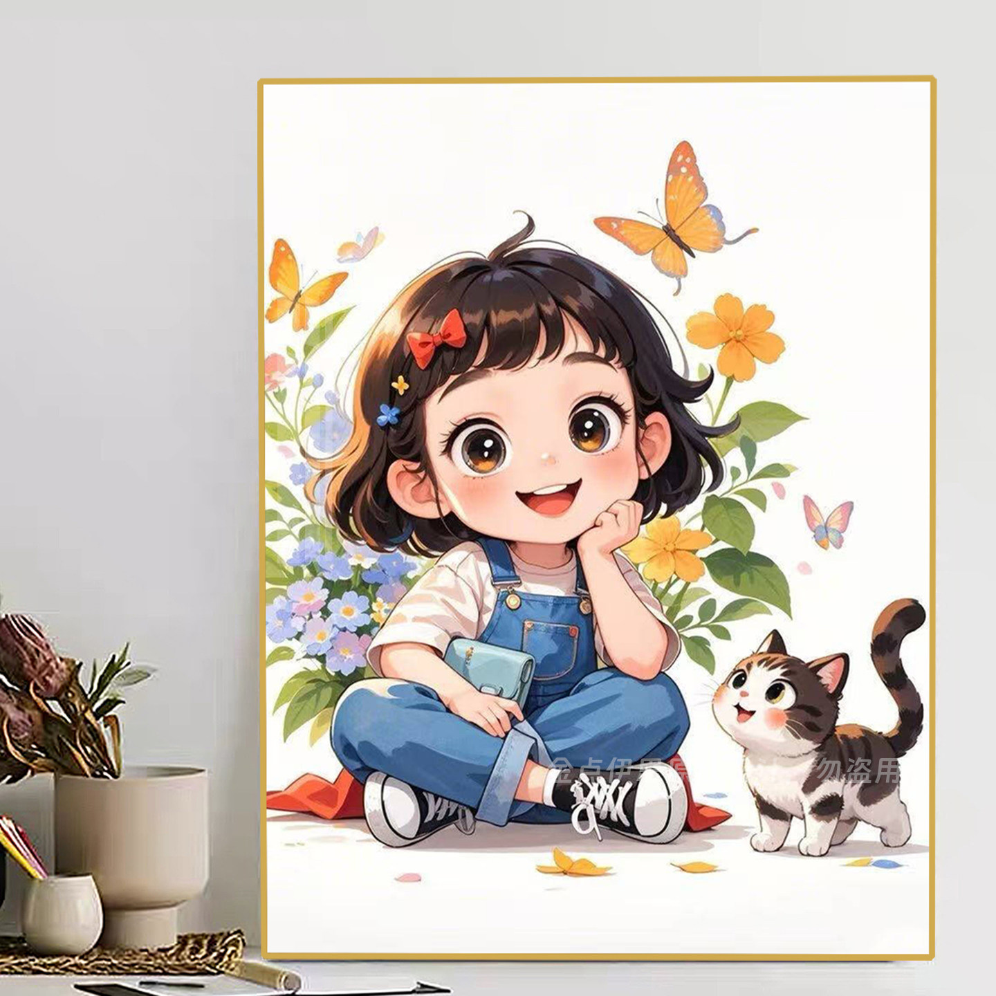 卡通可爱女孩猫咪钻石画2025新款手工5d点贴钻十字绣小幅卧室满钻,居家布艺,钻石绣,淘宝优惠券,粉丝福利购,淘宝优惠卷