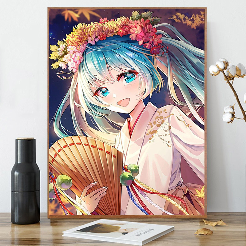 钻石画2021年新款卡通小幅可爱女孩5d贴钻十字绣初音未来满钻卧室