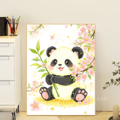 高颜值花卉熊猫5d钻石画简单小幅
