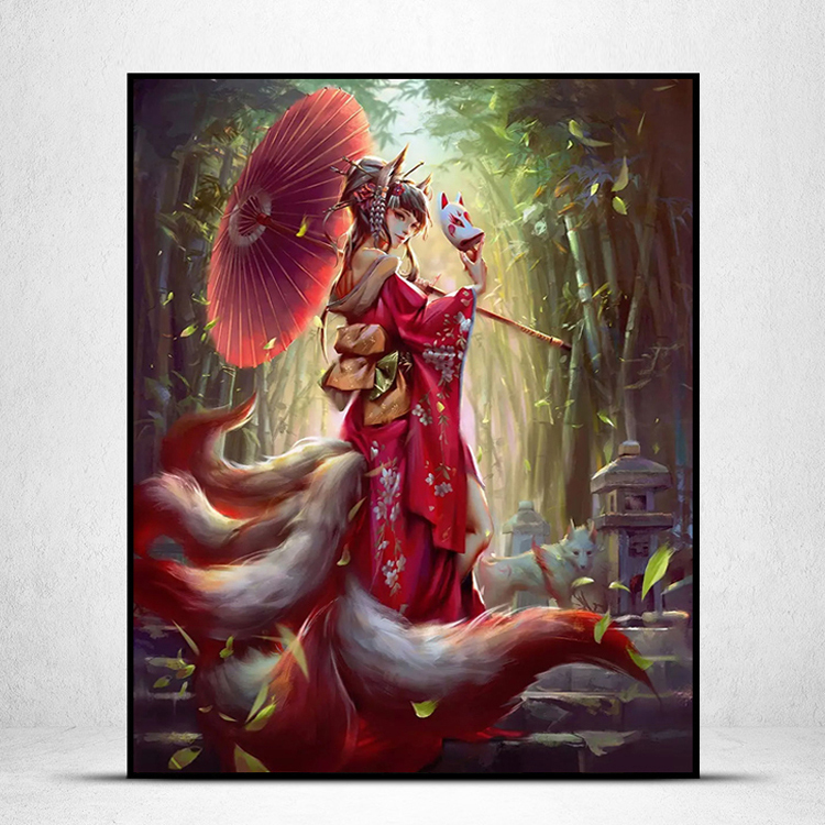 高颜值美女人物九尾狐手工钻石画