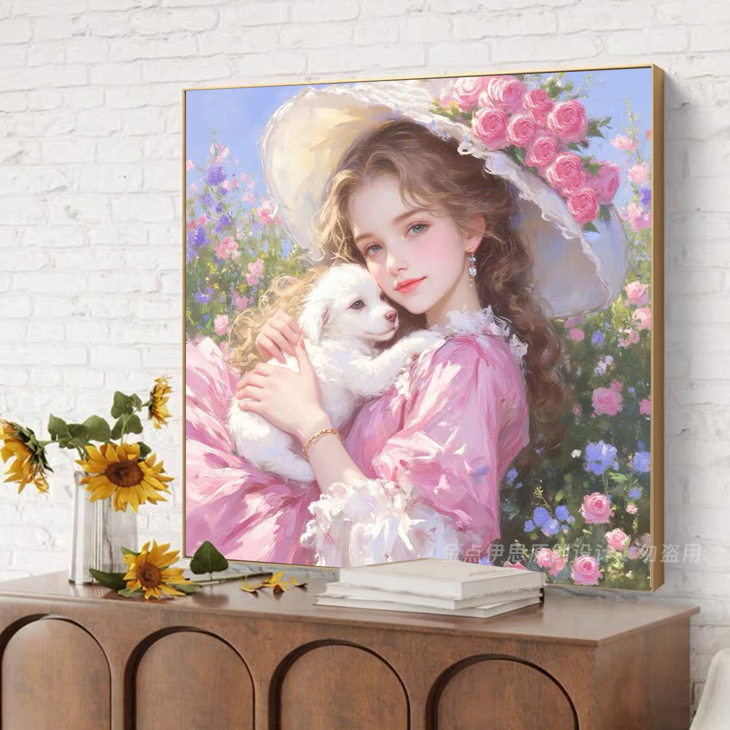 高级感欧式女孩动物小狗钻石画2025新款手工点贴钻十字绣卧室满钻,居家布艺,钻石绣,淘宝优惠券,粉丝福利购,淘宝优惠卷