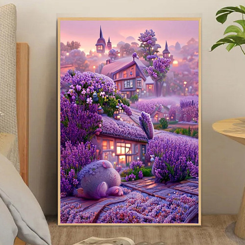 薰衣草小屋钻石画手工贴钻画水钻