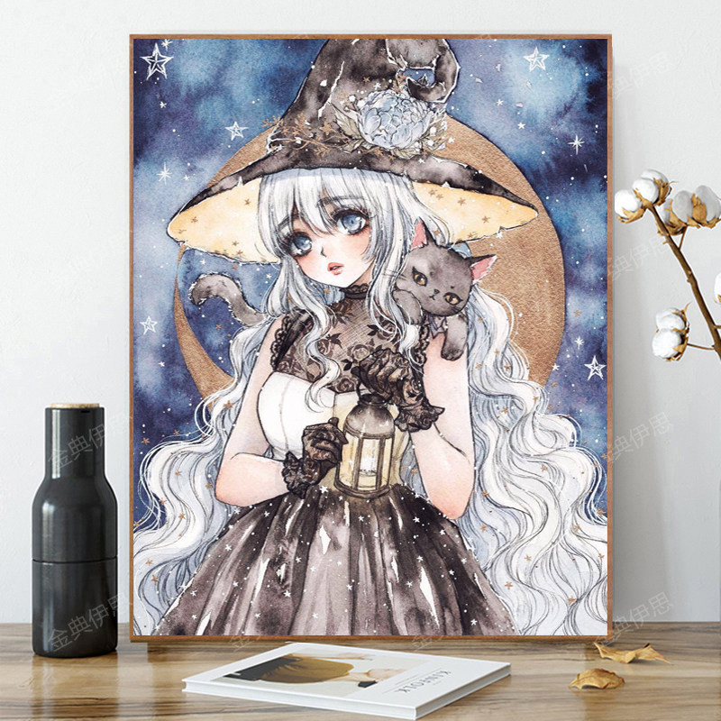 钻石画满钻新款2023可爱猫咪女孩贴钻十字绣小幅儿童手工粘钻卧室