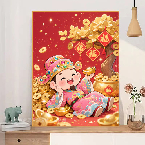 金币发财树财神钻石贴画招财进宝