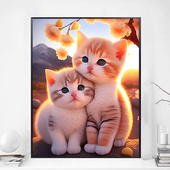 可爱卡通动物钻石画2025新款 小幅猫咪5d点贴钻十字绣温馨卧室满钻