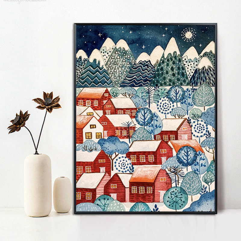 冬日雪景小屋ins风diy钻石画全钻