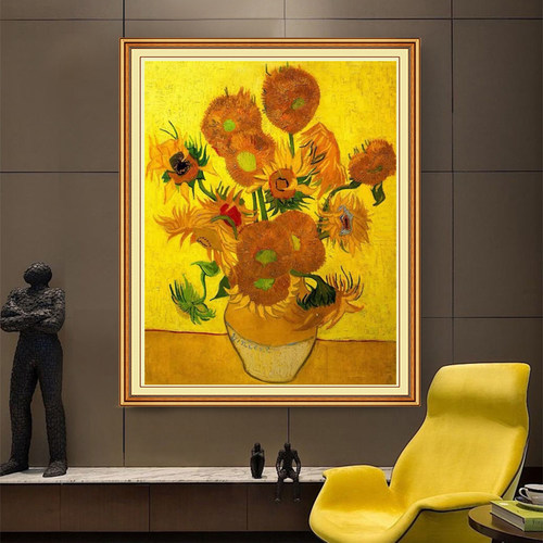 欧式梵高5d向日葵钻石画餐厅全钻