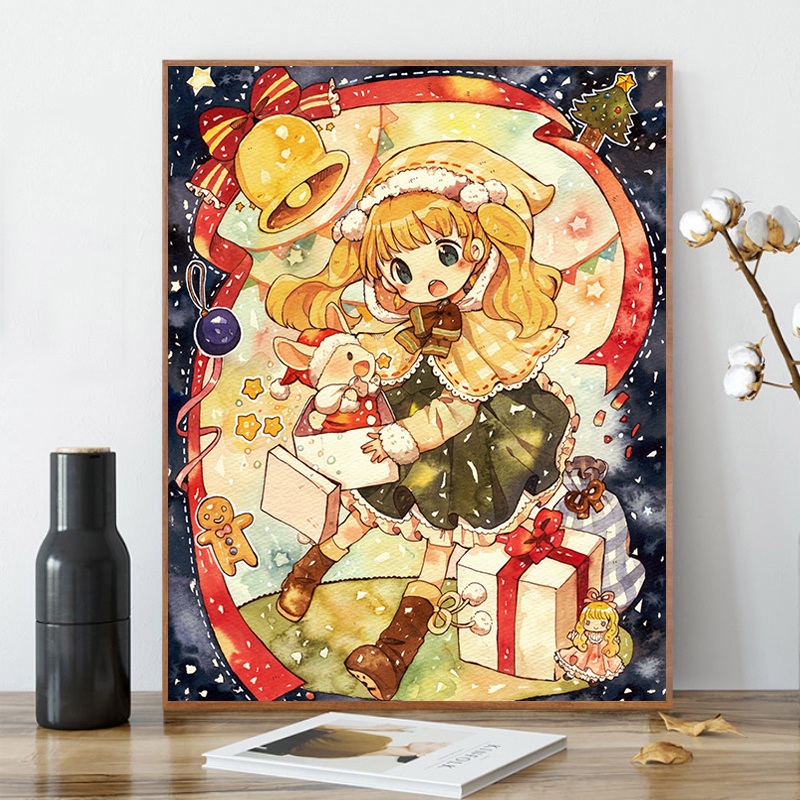 可爱女孩小幅钻石画手工粘钻床头