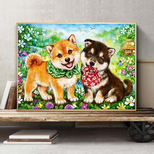 动物小狗钻石画柴犬卧室满钻全贴