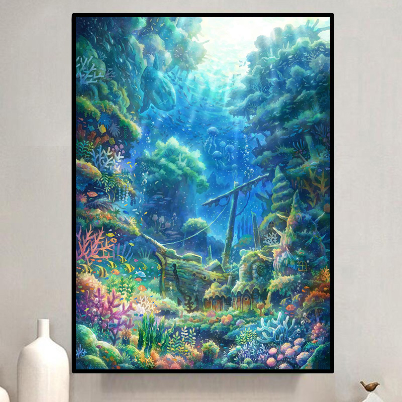 风景钻石画2025新款海底世界手工点贴钻十字绣粘钻画满钻客厅卧室