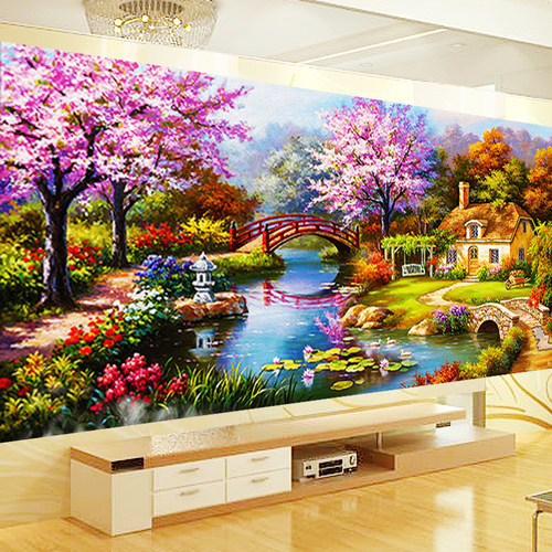 高级梦幻家园风景钻石画大幅全钻
