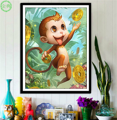 卡通动物钻石画儿童小幅生肖猴子