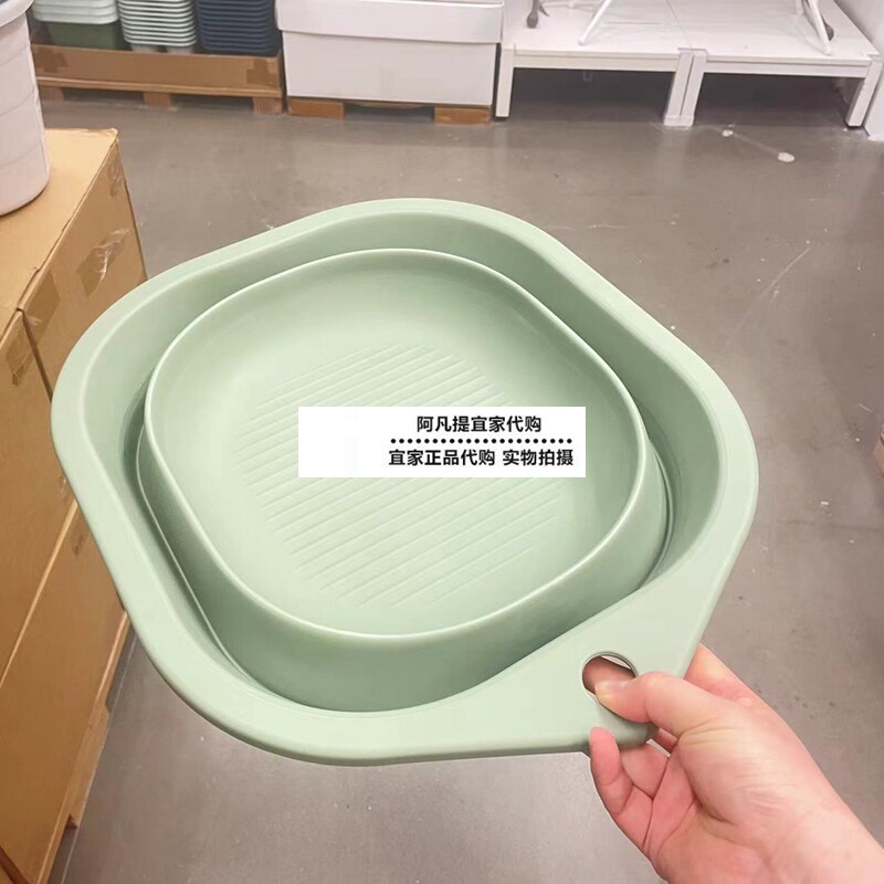 宜家 佩普里格 脸盆，可折叠/绿色，10 公升塑料家用浴室清洗盆