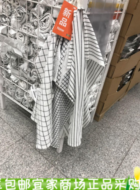 宜家林妮格厨房用巾白色深灰色/图案45x60 抹布擦手4件套国内代购