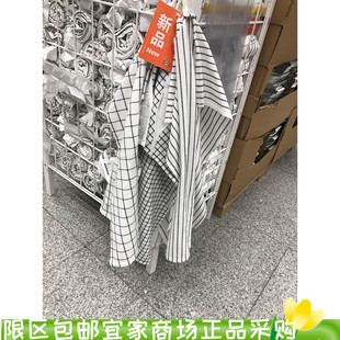 宜家林妮格厨房用巾白色深灰色/图案45x60 抹布擦手4件套国内代购