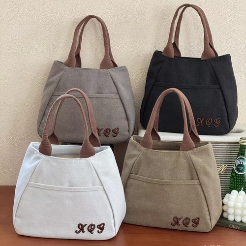 喜凡你加厚帆布通勤手提餐盒包