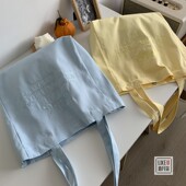 2025原创刺绣文艺慵懒风ins简约学生单肩韩版 休闲大容量帆布女包