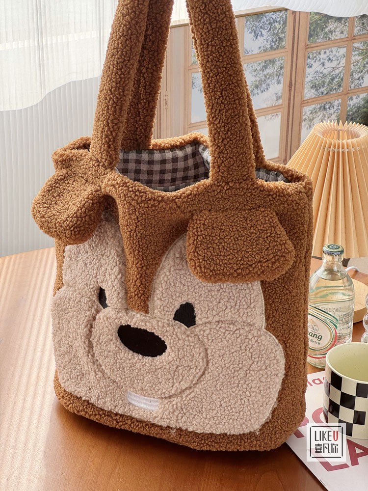 喜凡你单肩卡通大可爱刺绣托特包