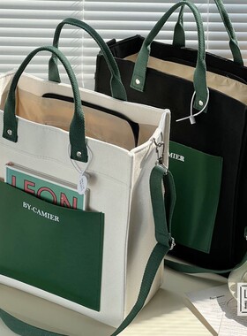 原创自制拉链款立体有型帆布包学生便当餐盒包简约休闲手提斜挎包