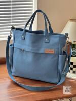 Original homemade Japanese-style artistic zipper thickened canvas bag, simple commuting student computer hand-held crossbody tote bag thumbnail 3