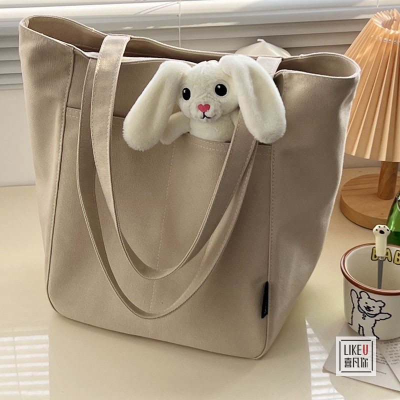 喜凡你帆布包简约大容量托特包