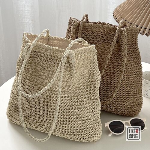 喜凡你慵懒风草编包单肩包编织包