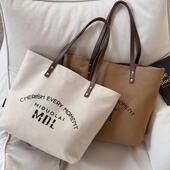 原创设计韩版 百搭学生托特包袋 文艺字母通勤手提单肩帆布慵懒时尚