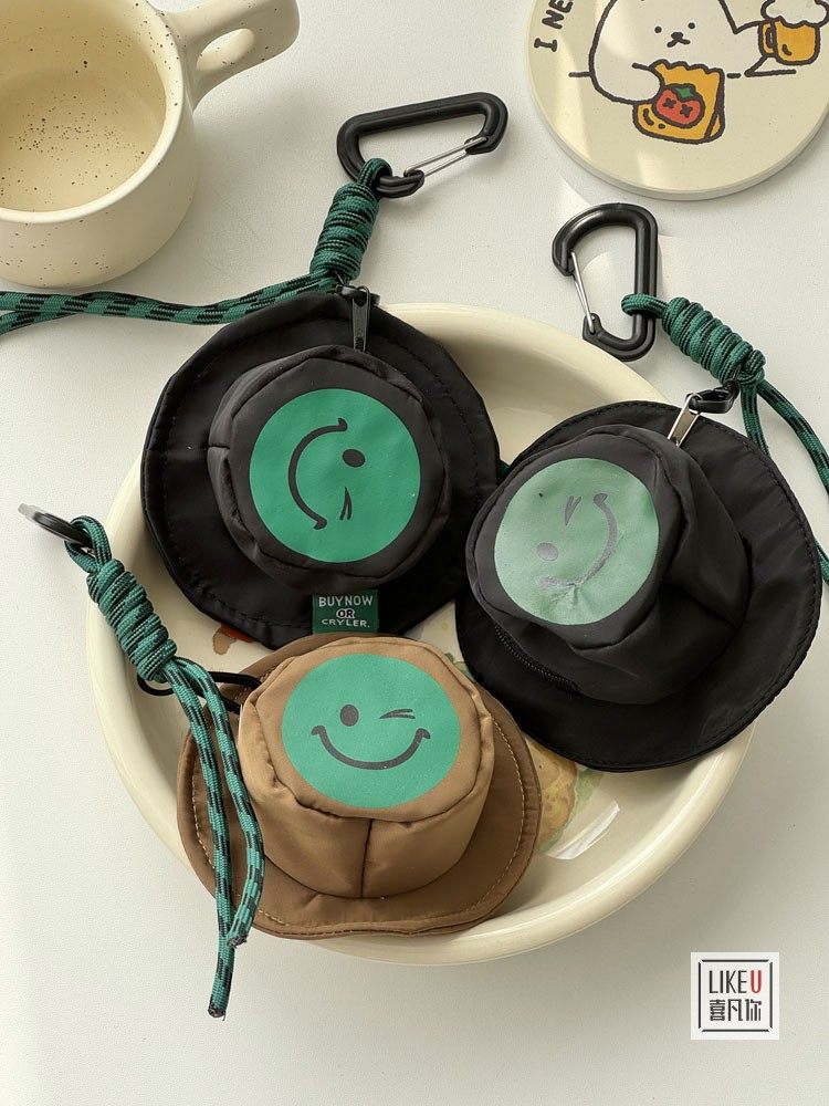 新款个性笑脸迷你渔夫帽可爱耳机包零钱包小众便携创意钥匙扣挂件,服饰配件/皮带/帽子/围巾,包挂件,淘宝优惠券,粉丝福利购,淘宝优惠卷