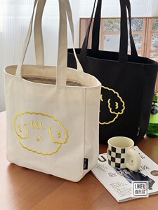 原创设计刺绣小狗卡通加厚帆布文艺托特学生通勤百搭单肩包袋女