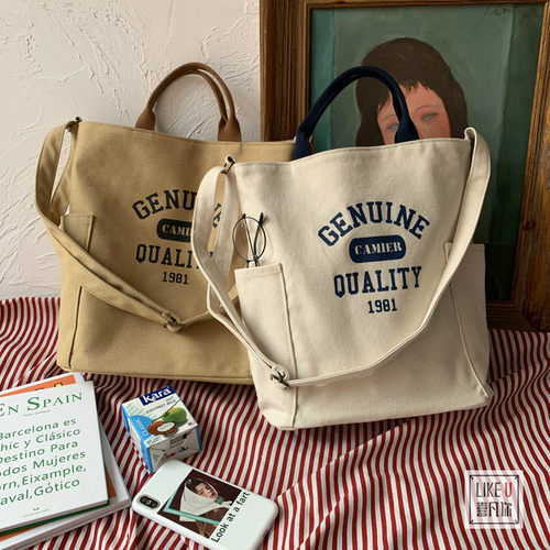 日式原创百搭加厚手提文艺帆布包