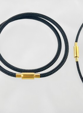 金色扣黑色钢丝绳串珠绳冷酷2.5MM3MM4MM串珠颈绳吊坠挂绳项链
