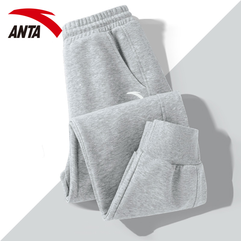 运动裤安踏显瘦灰色束脚女