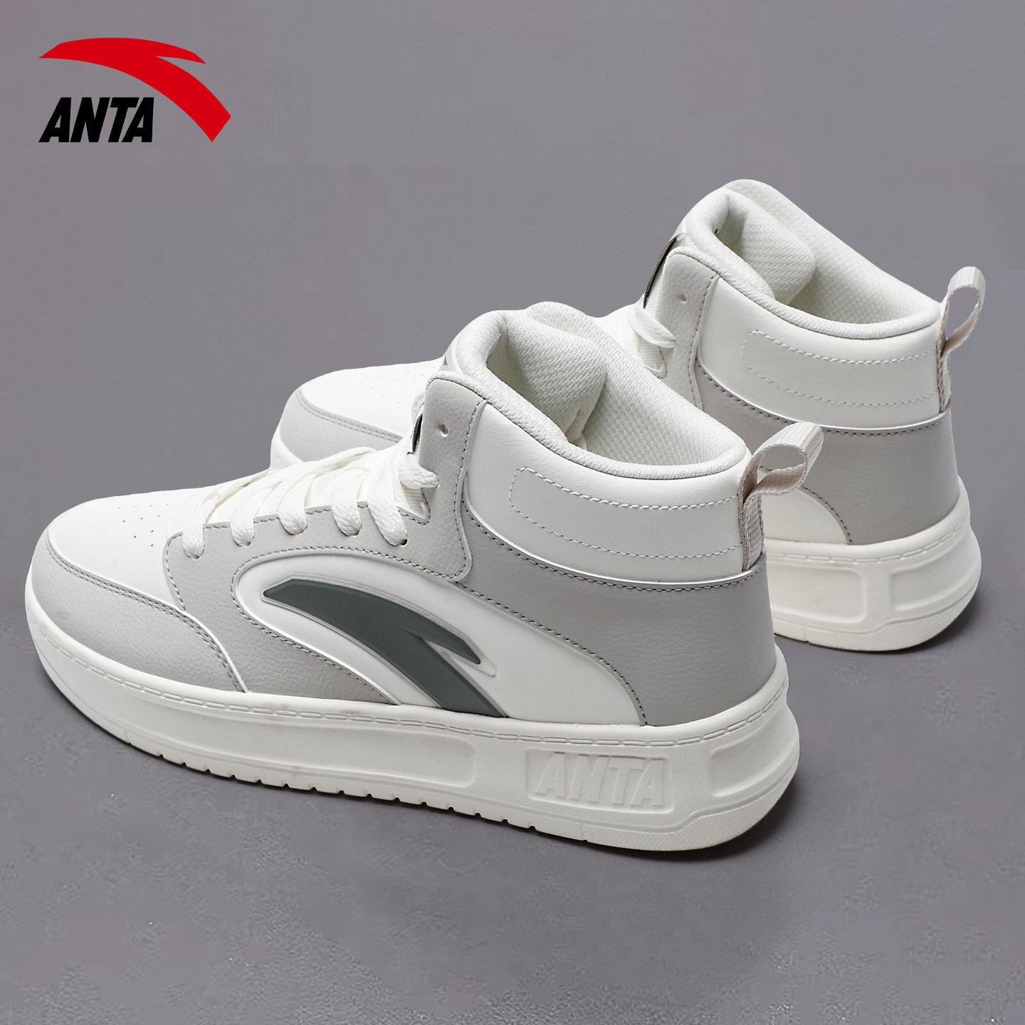 安踏高帮男鞋春秋季新款鞋子男青少年运动休闲鞋中邦厚底增高板鞋