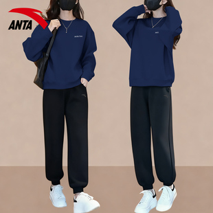 安踏运动休闲服套装女装秋冬2025新款圆领卫衣卫裤洋气穿搭两件套